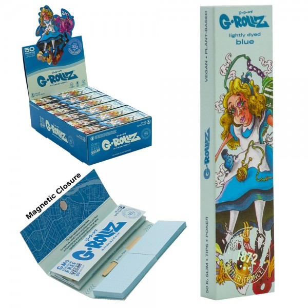 G-ROLLZ | Dunkees ‘Alice’ Blue – 50 KS Slim Papers + Tips (24 Booklets Display)